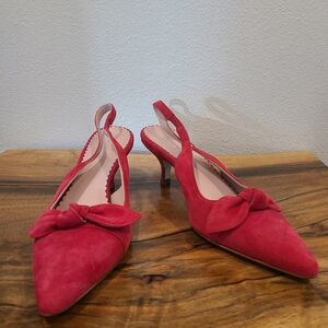 Boden Red Suede Slingback Pointed Toe Pumps